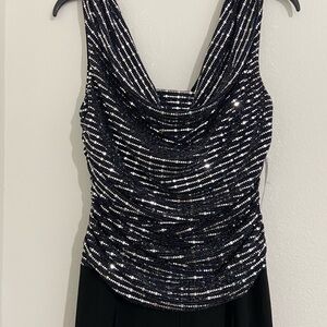R & M Richards Black and Silver Jumpsuit